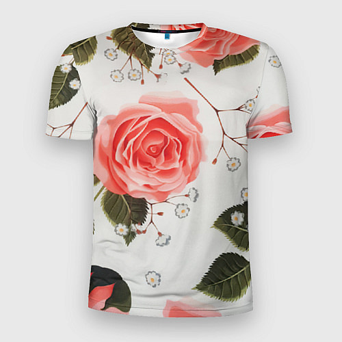 Мужская спорт-футболка Нежные розы / 3D-принт – фото 1