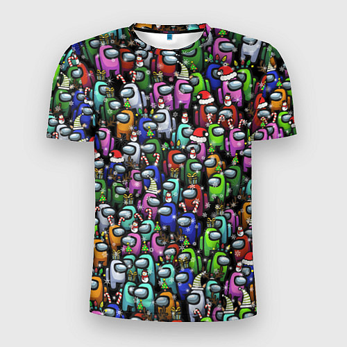 Мужская спорт-футболка Among Us С Новым Годом! / 3D-принт – фото 1