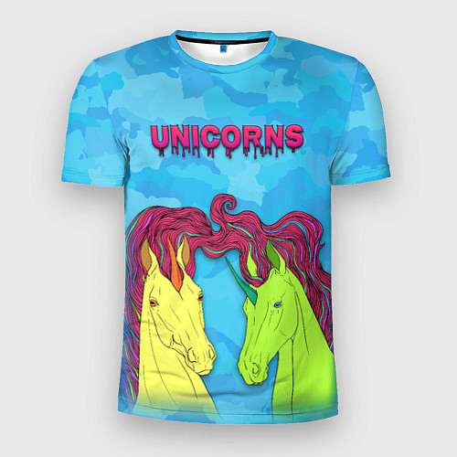 Мужская спорт-футболка Colored unicorns / 3D-принт – фото 1