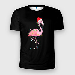 Мужская спорт-футболка Новогодний Фламинго