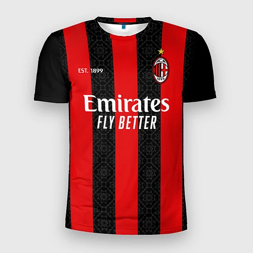 Мужская спорт-футболка AC MILAN 2021 - ДОМАШНЯЯ / 3D-принт – фото 1