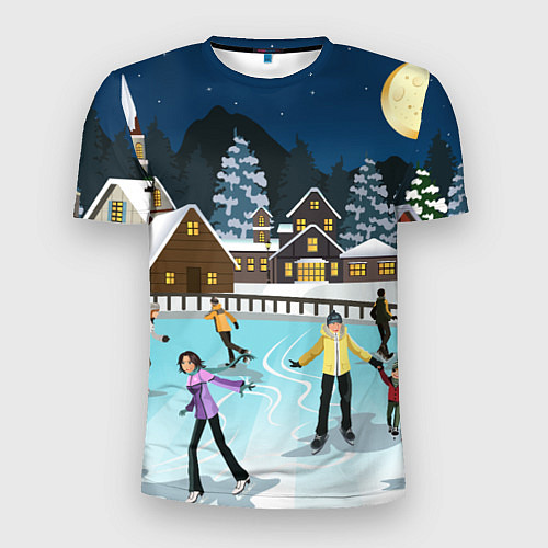 Мужская спорт-футболка Рождественский каток / 3D-принт – фото 1