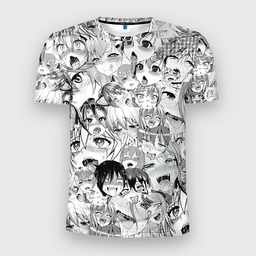 Мужская спорт-футболка Ahegao monochrome / 3D-принт – фото 1