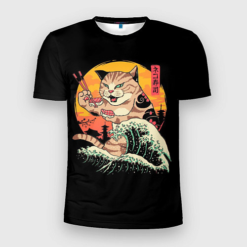 Мужская спорт-футболка Японский кот / 3D-принт – фото 1
