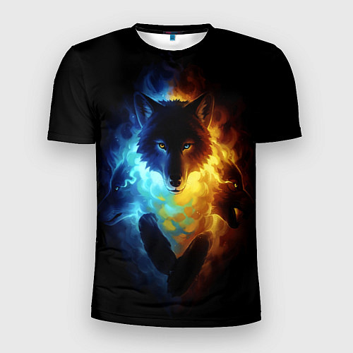 Мужская спорт-футболка Волки в огне / 3D-принт – фото 1
