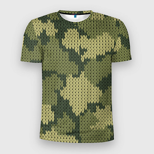 Мужская спорт-футболка Вязаный принт милитари / 3D-принт – фото 1