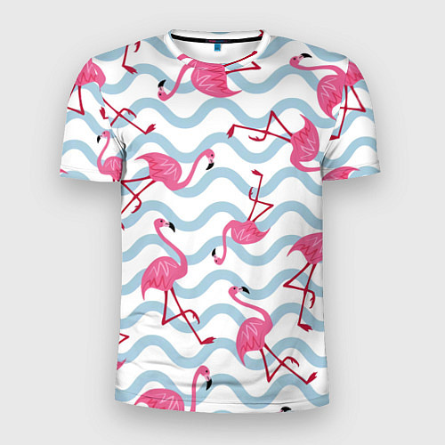 Мужская спорт-футболка Фламинго Волны / 3D-принт – фото 1