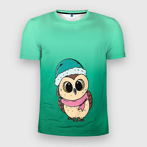 Мужская спорт-футболка Сова в шапке и шарфике / 3D-принт – фото 1