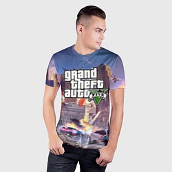 Футболка спортивная мужская ЭКШЕН Grand Theft Auto V, цвет: 3D-принт — фото 2