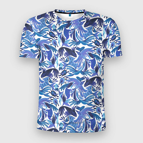 Мужская спорт-футболка Рыбы-птицы Узоры / 3D-принт – фото 1