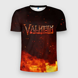 Мужская спорт-футболка Valheim огненный лого