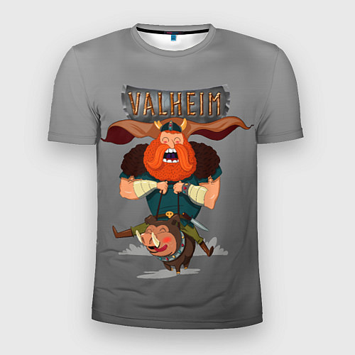 Мужская спорт-футболка Valheim викинг на свине / 3D-принт – фото 1