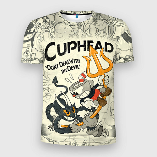 Мужская спорт-футболка Cuphead and Devil / 3D-принт – фото 1