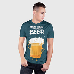 Футболка спортивная мужская Great Ideas start with a BEER, цвет: 3D-принт — фото 2