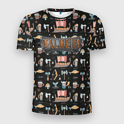 Мужская спорт-футболка Valheim викинги паттерн