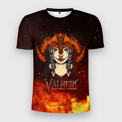 Мужская спорт-футболка Valheim девушка воин
