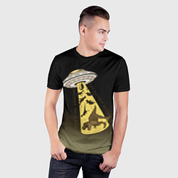 Футболка спортивная мужская НЛО похищает динозавров, цвет: 3D-принт — фото 2
