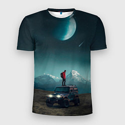 Мужская спорт-футболка Космос в горах