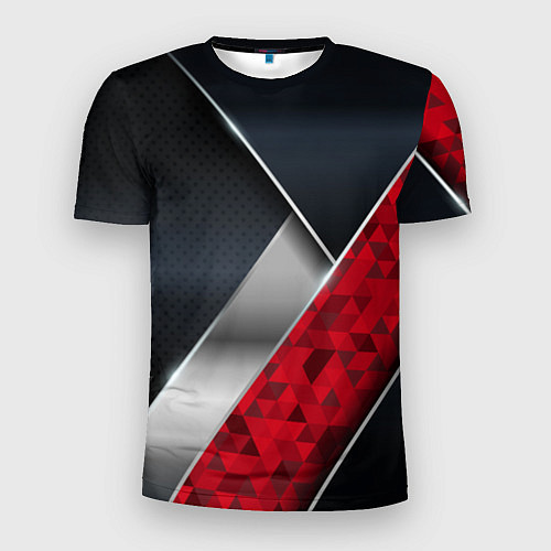 Мужская спорт-футболка 3D BLACK AND RED METAL / 3D-принт – фото 1