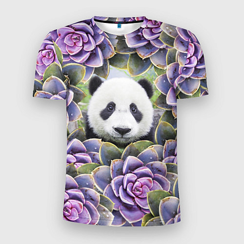 Мужская спорт-футболка Панда среди цветов / 3D-принт – фото 1