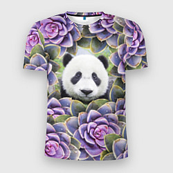 Мужская спорт-футболка Панда среди цветов