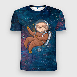 Футболка спортивная мужская Милый ленивец в космосе, цвет: 3D-принт