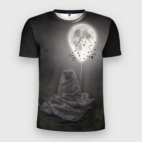 Мужская спорт-футболка Мопс и луна / 3D-принт – фото 1
