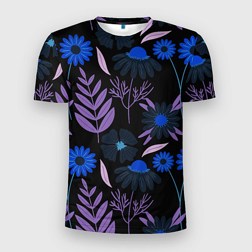 Мужская спорт-футболка Цветы и листья / 3D-принт – фото 1