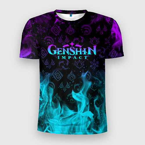 Мужская спорт-футболка GENSHIN IMPACT НЕОНОВЫЙ ОГОНЬ / 3D-принт – фото 1