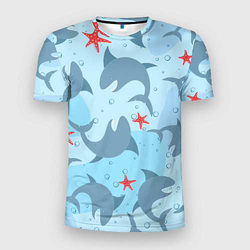Мужская спорт-футболка Акулы паттерн / 3D-принт – фото 1