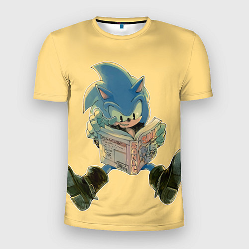 Мужская спорт-футболка Соник с книжкой / 3D-принт – фото 1