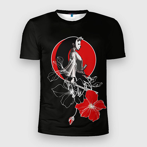Мужская спорт-футболка Девушка-кошка-самурай / 3D-принт – фото 1