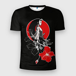 Мужская спорт-футболка Девушка-кошка-самурай