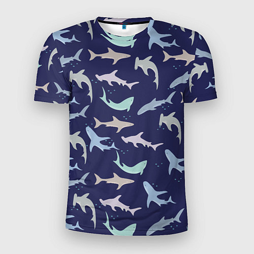 Мужская спорт-футболка Акулы разные / 3D-принт – фото 1