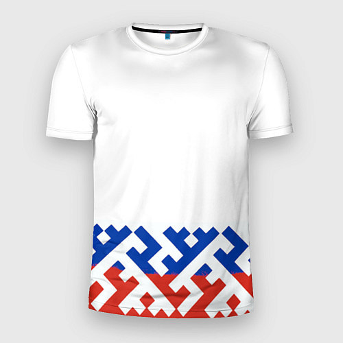 Мужская спорт-футболка Русский орнамент в цветах флага / 3D-принт – фото 1