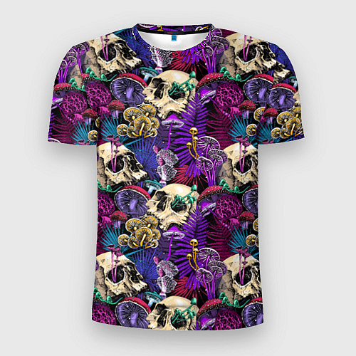 Мужская спорт-футболка Психоделика - черепа и грибы / 3D-принт – фото 1