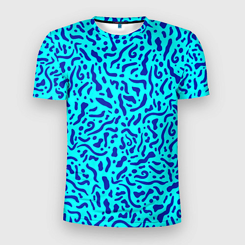 Мужская спорт-футболка Неоновые синие узоры / 3D-принт – фото 1