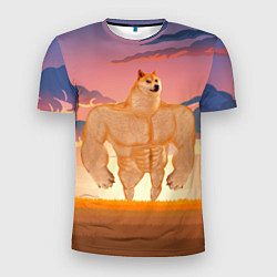 Мужская спорт-футболка Мем собака качок DOGE