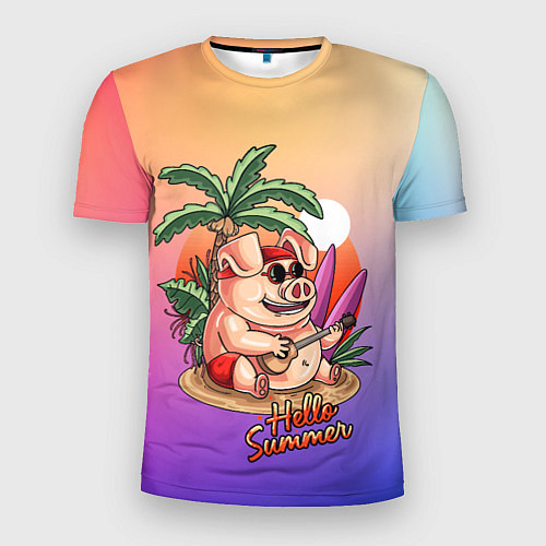 Мужская спорт-футболка Hello summer / 3D-принт – фото 1