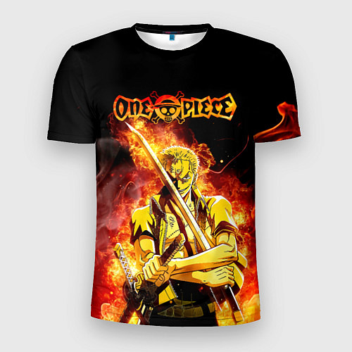 Мужская спорт-футболка Зоро в огне One Piece Большой куш / 3D-принт – фото 1