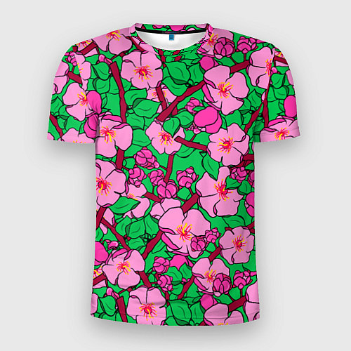 Мужская спорт-футболка Цветы Сакуры, Sakura / 3D-принт – фото 1