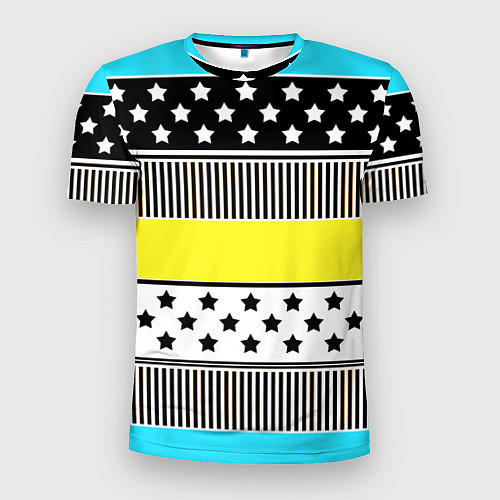 Мужская спорт-футболка Неоновый яркий полосатый узор / 3D-принт – фото 1