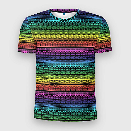 Мужская спорт-футболка Этнический радужный орнамент / 3D-принт – фото 1