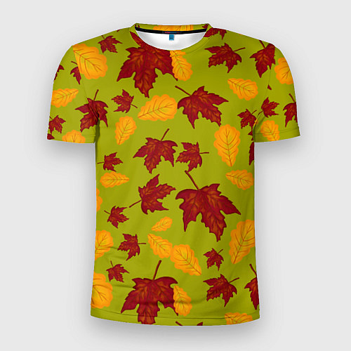 Мужская спорт-футболка Осенние листья клён и дуб / 3D-принт – фото 1
