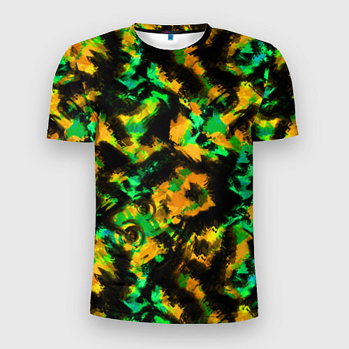 Мужская спорт-футболка Абстрактный желто-зеленый узор / 3D-принт – фото 1