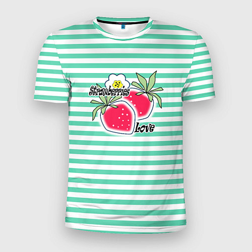 Мужская спорт-футболка Цветы и ягоды земляники / 3D-принт – фото 1