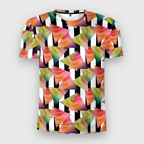 Мужская спорт-футболка Абстрактный полосатый узор / 3D-принт – фото 1