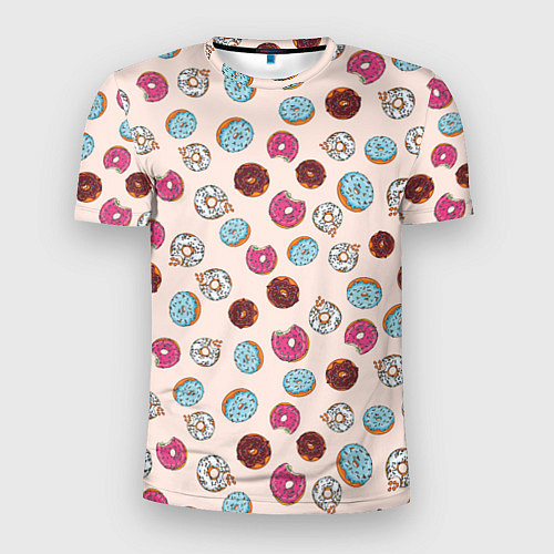 Мужская спорт-футболка Пончики донаты паттерн / 3D-принт – фото 1