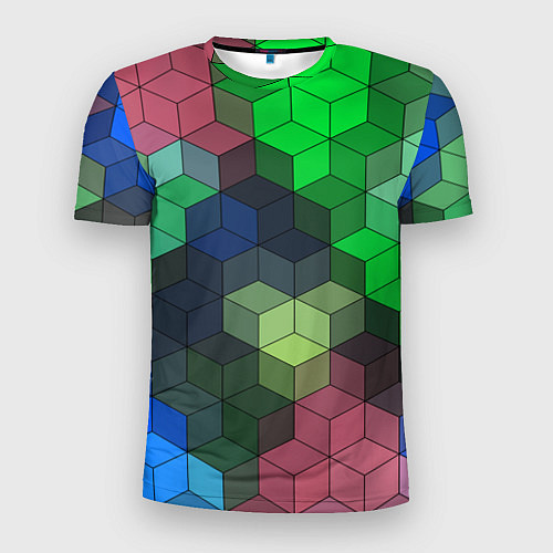 Мужская спорт-футболка Разноцветный геометрический уз / 3D-принт – фото 1