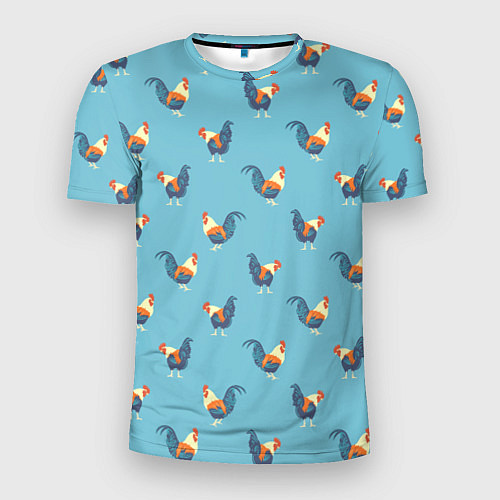 Мужская спорт-футболка Петушки паттерн / 3D-принт – фото 1